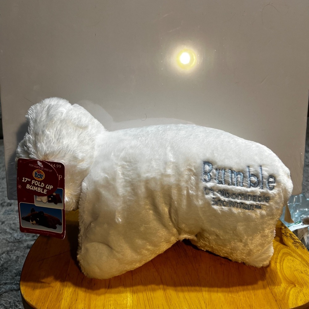 Kids Stuff 17" Bumble Plush White Rudolph Abominable Snowman Fold Up Pillow NWT